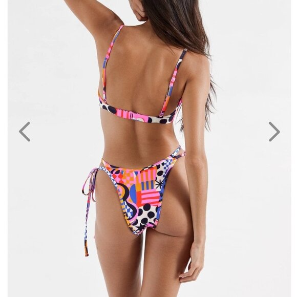 NWT OneOne Swimwear Bikini SET Anaheim Pink Retro Jenna Alexa 90s Print NEW - Picture 4 of 10